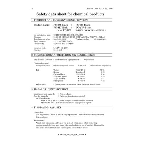 Marcatore a tempera POSCA Uni-Ball punta a scalpello 8 mm nero M PC8K N